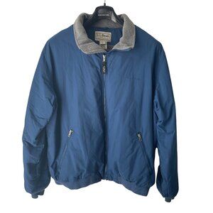 L.L. Bean Mens Blue Jacket XL With Gray Fleece Lining & Thinsulate Insulation